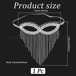 Maschera per gli occhi per il viso con nappa a catena di strass in lega per le donne&nbsp;AJEW-WH20006-209P