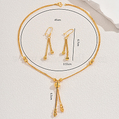 Elegante Messing-Sets mit runden Perlen und Quastenohrringen und Halsketten für Damen&nbsp;HT2567