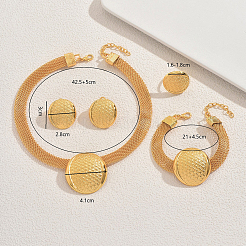 Legierung flache runde Armbänder & Ohrringe & Halsketten & Ringe Sets für Frauen&nbsp;BE8304