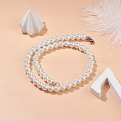 Collana di perle tonde di perle di vetro per uomo donna&nbsp;NJEW-JN03923-02