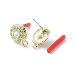 Aleación de oro enchapada en estante con fornituras de aretes de perlas de abs&nbsp;EJEW-B036-03G-12