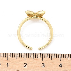 Anneaux de manchette réglables en laiton à micro-pavé de zircone cubique transparent&nbsp;X-RJEW-G096-42G