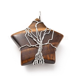 Pendentifs en œil de tigre naturel&nbsp;G-D458-04P-03-RS