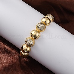 Gestellplattierung Messing Micro Pave Zirkonia Manschette Armreifen für Frauen&nbsp;BJEW-C086-04G