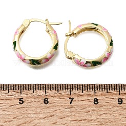 Pendientes de aro de latón esmaltado para mujer&nbsp;EJEW-K335-01G-02