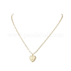 Colliers avec pendentif en forme de cœur et de lettre en laiton et chaîne trombone&nbsp;NJEW-JN05379-03