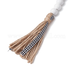 Ornements suspendus avec pompon en corde de jute&nbsp;HJEW-JM02267