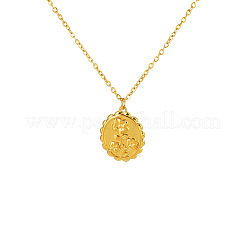 Collane con pendente ovale a forma di fiore in rilievo in acciaio inossidabile 304 per donna&nbsp;WGAFB1B-01