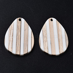 Ciondoli in resina e legno a strisce&nbsp;RESI-N025-015A-B01