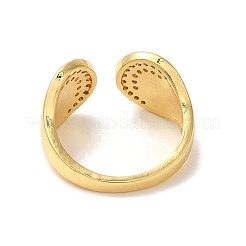 Anillos de puño de circonita cúbica transparente con micro pavé de latón chapado en estante para mujer&nbsp;RJEW-G325-13F-GP