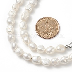 Halskette und Armband aus natürlichen Barockperlen mit Büroklammerketten aus 304er Edelstahl&nbsp;SJEW-JS01262