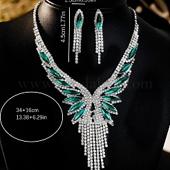 Collana con ciondolo a forma di farfalla con strass e orecchini a bottone con nappina a forma di occhio di cavallo per donna&nbsp;WGCD1FC-01