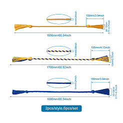 6 pièces 3 styles corde d'honneur de graduation en polyester&nbsp;AJEW-TA0001-22