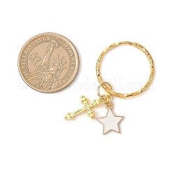 2 porte-clés croix en laiton émaillé avec étoile&nbsp;KEYC-JKC01401
