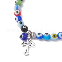 Bracciali con ciondolo in acciaio inossidabile 304 incrociati&nbsp;BJEW-JB12262-02