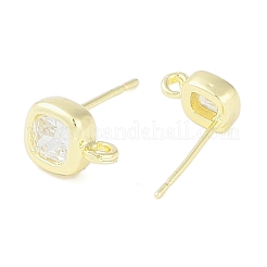 Ohrstecker aus Messing mit Pflastersteinen und klarem Zirkonia&nbsp;LS-KK-F875-01G
