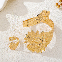 Set di braccialetti e anelli da donna con girasoli in ferro&nbsp;WG2469A-01