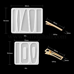 2 unidad de moldes de silicona para pinzas de cabello con 2 estilos de formas geométricas.&nbsp;DIY-LS0003-98