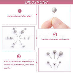 48 pieza de pendientes de bola de acero inoxidable 304 de tamaño 6&nbsp;STAS-DC0007-41