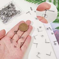 60 Stück Ohrstecker-Beschläge aus 201 Edelstahl mit Loch&nbsp;FIND-DC0006-59