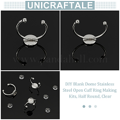 DIY Blanko-Kuppel-Sets aus Edelstahl zur Herstellung offener Manschettenringe&nbsp;DIY-UN0006-34B