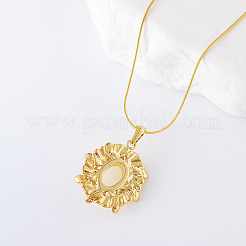 3 collar con colgante de flor de perla de imitación pavé de acero inoxidable estilo francés vintage para mujer&nbsp;LI4518