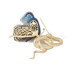 Schlangen- und Schmetterlingsbroschen aus Messing mit Mikropavé und Zirkonia&nbsp;JEWB-V003-04G