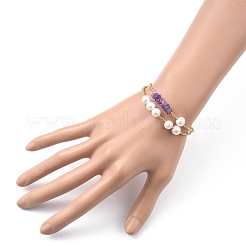 Conjuntos de pulseras con cuentas de corneta de vidrio plateado&nbsp;BJEW-JB05493-02