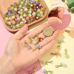 72 stücke 18 arten transparent zwei ton spray bemalt glas blume anhänger dekorationen&nbsp;HJEW-SZ00115