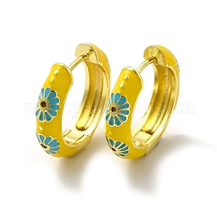 Gänseblümchen Blume Emaille Creolen&nbsp;EJEW-H091-02G