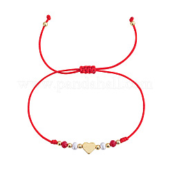Verstellbare Armbänder aus geflochtenen Messing- und Imitationsperlen&nbsp;LE7320