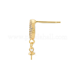 Reperti per orecchini a bottone in zircone chiaro con micro pavé di ottone&nbsp;KK-N233-124-NF