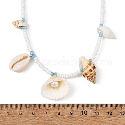 Collana estiva da donna con ciondolo in pietra naturale mista e perline di vetro&nbsp;NJEW-JN06502