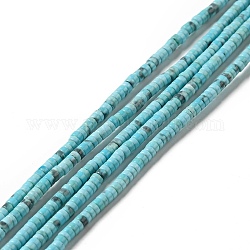 Turquoise synthétique perles heishi brins, teinte, Plat rond / disque, turquoise foncé, 2.5x1.5~2.5mm, Trou: 0.7mm, Environ 287 pcs/chapelet, 15.08'' (38.3 cm)