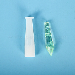 Moldes de silicona de cristal péndulo, moldes colgantes de cristales de cuarzo, para resina uv, fabricación de joyas de resina epoxi, blanco, 2x8 cm, diámetro interior: 1 cm