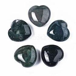Agate mousse naturelle coeur pierre d'amour, pierre de palme de poche pour équilibrer le reiki, 29.5~30x30x14~15mm