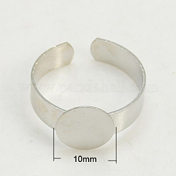 Cuff Brass Ring Components, Platinum Color, 19mm, Tray: about 10mm