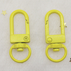 Chiusure a scatto per cancello girevole in lega, fermagli ad anello con cordino, giallo, 34x13.5x6mm, Foro: 10x7.5 mm