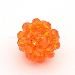 Прозрачные стеклянные кристаллы круглые плетеные бусины, кассетные шарики, темно-оранжевый, 14 мм, бусины : 4 мм