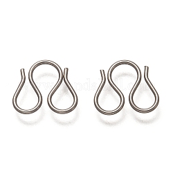 304 Stainless Steel M Clasps, Stainless Steel Color, 9.5x10.5x0.8mm