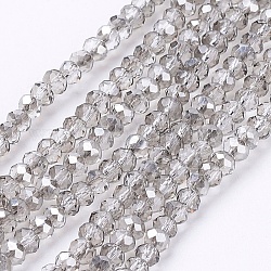Glass Beads Strands, Faceted, Rondelle, Gray, 3x2mm, Hole: 0.5mm, about 150~160pcs/strand, 15.35 inch(39cm)
