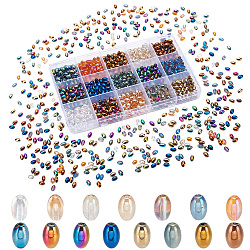 Пандахолл элита 1050шт 15 цветные гальванические стеклянные бусины, овальные, разноцветные, 6.5x4.5 мм, отверстие : 1 мм, 70 шт / цвет