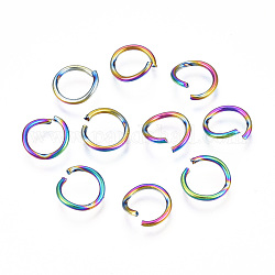 Chapado de iones (ip) color del arco iris 304 anillos de salto abiertos de acero inoxidable, anillo redondo, 10x1mm, 18 calibre, diámetro interior: 7 mm
