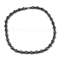 Круглые и рельефные синтетические немагнитные ожерелья из гематита с бисером для женщин и мужчин, с магнитной застежкой сплава, 20.39 дюйм (51.8 см)