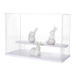 透明なプラスチックのミニフィギュアのディスプレイケース  模型用2段ホルダーライザー  ビルディングブロック  人形展示  長方形  透明  完成品：31.5x14.5x22cm