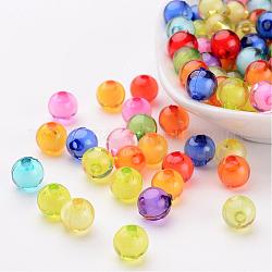 Transparente Acryl Perlen, Perle in Perlen, Runde, Mischfarbe, 8 mm, Bohrung: 2 mm, ca. 2050 Stk. / 500 g