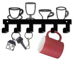 Железные настенные крючки вешалки, декоративная стойка-органайзер с 6 крючком, для сумки ключ для одежды шарф подвесной держатель, чашки, металлический черный, 12x27 см