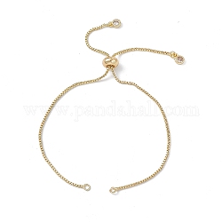 Fabrication de bracelets coulissants à chaînes de boîte en laiton, avec onglet de chaînes de strass en cristal, véritable 18k plaqué or, 9-7/8 pouce (25.2 cm), Trou: 1.8mm