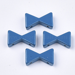 Mehrsträngige Glieder aus sprühlackierter Legierung, für fliesen elastische armbänder machen, Schleife, Stahlblau, 8x13x4 mm, Bohrung: 1 mm