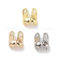 Brass Bead Tips, Calotte Ends, Clamshell Knot Cover, Cadmium Free & Lead Free, Mixed Color, 6x4mm, Hole: 1mm, Inner Diameter: 3mm